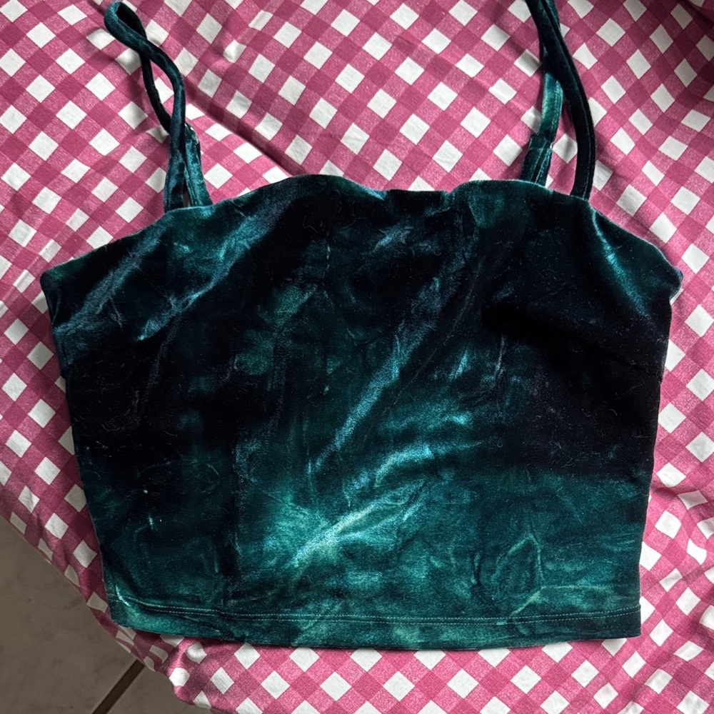 Forever 21 Teal Velvet Crop Top